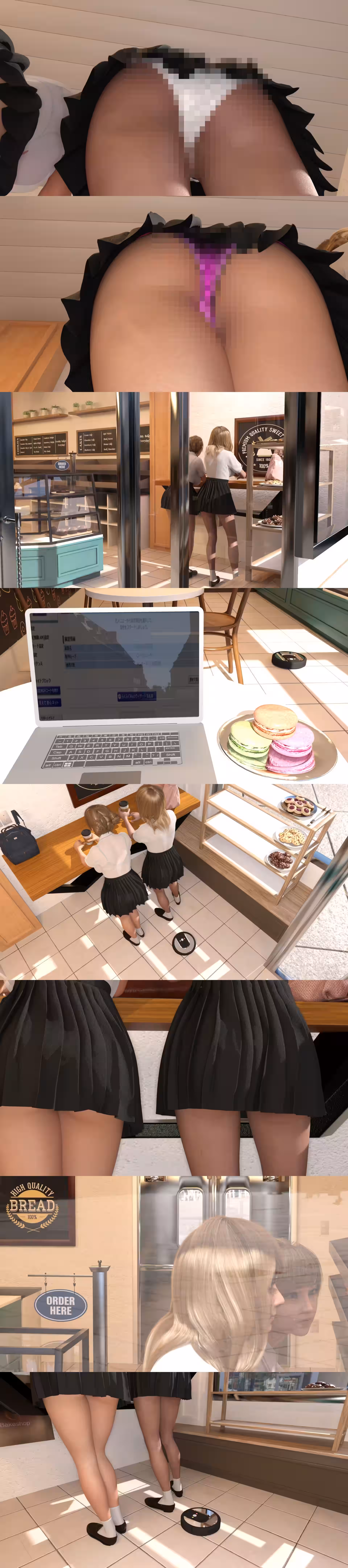 学校帰りにコーヒーショップに寄って雑談する廻里と友梨。2025シリーズ（001:自分たちのスカート内盗撮パンチラ動画がネット上で販売されている）（Libido-Labo）-動画画像