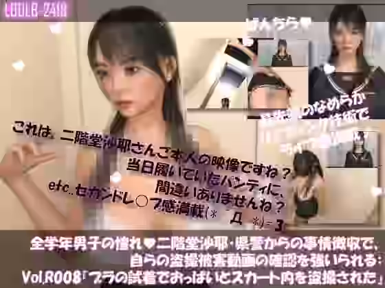 学業成績学年一位の二階堂沙耶・県警からの事情聴取で、自らの盗撮被害動画の確認を強いられる:Vol.R008『ブラの試着室でおっぱいとスカート内を盗撮されていた件』（Libido-Labo）商品パッケージ画像
